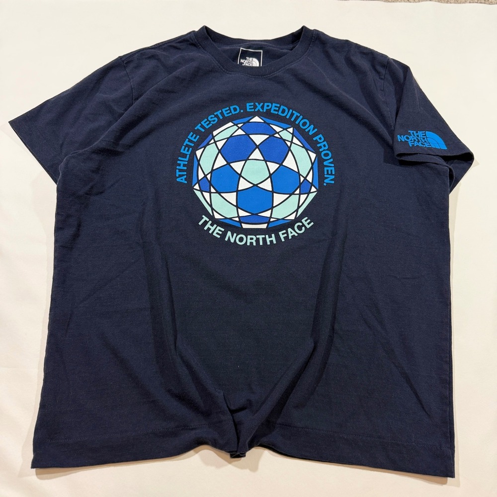 The North Face Graphic T-Shirt Mens XL Navy Blue Expedition Proven Short Sleeve
